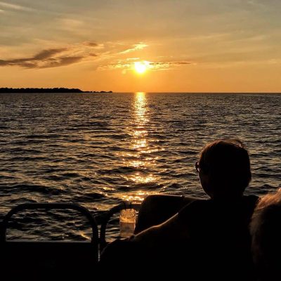 sunset with onlookers